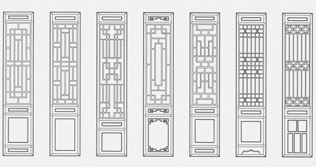 青县常用中式仿古花窗图案隔断设计图