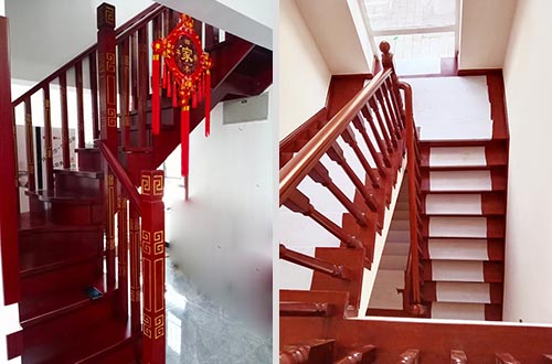 青县自建别墅中式实木楼梯全屋定制设计效果图